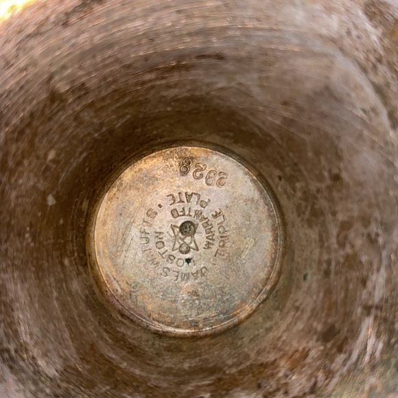 Bx47 5 pc James W Tufts #2928 Antique Castor Cruet Set with (5) frosted bottles - Picture 9 of 9